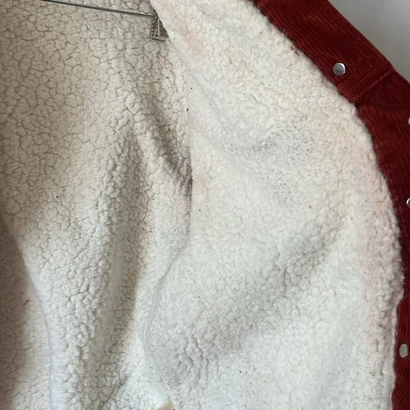 Sneak peek jacket rust corduroy Sherpa style lined coat size medium side pocket - Picture 5 of 14
